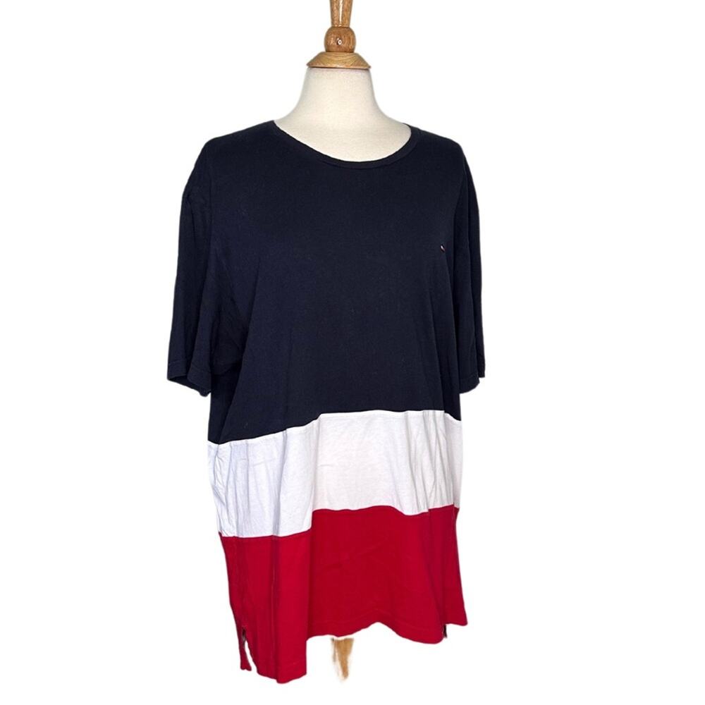 Tommy Hilfiger Sleepwear Color Blocking Tee Shirt Casual Streetwear Preppy L27